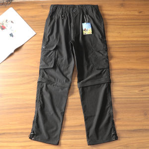 Versatile Mens Outdoor Workwear Casual Pants Elastic Waist Multi-Pocket Thin Straight Leg Long Trousers Spring Summer