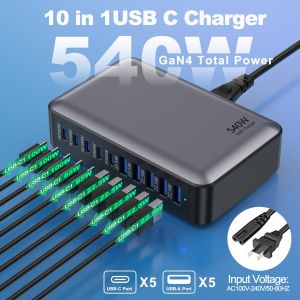 200/300/540/620W GaN high power Multi-Port Fast Charger multiple charging Station for iphone for MacBook for Samsung etc
