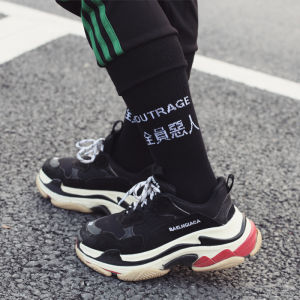 ถุงเท้ากีฬาผ้าฝ้ายแท้สําหรับผู้ชายและผู้หญิงสไตล์ฮิปฮอปเข่าสูงเต็มทีมถุงเท้า Bad Guy เหมาะสําหรับการเล่นสเก็ตและสวมใส่บนถนน