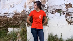 Love Square - Two Shirts - Couple Set Cotton T-shirts - Red White