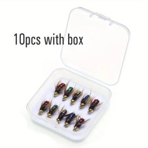 5/10pcs Artificial Insect Fishing Bait Fast Sinking Brass Bead Head Scud Fly Worm Trout Fishing Lure