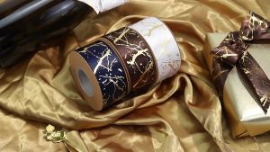 2.5CM MARBLE Ribbon Reben Riben Gift Satin Organza Flower Bouquet Roll Happy Birthday Bunga Hadiah Hantaran Cake (22M)