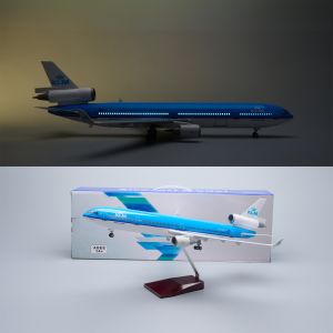 47cm KLM MD-11 Resin Diecast Airplane Model Kit 1/130 Scale Collectible Adult Gift with Stand for Aviation Enthusiasts