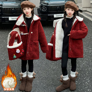 Ladies Thickened Fleece Winter Coat Korean Style Commute Rabbit Velvet Long Sleeve Mid-Length Single Button round Dot Pattern