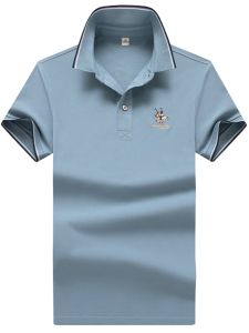 High-End Color Block Polo Shirt Mens Short Sleeve Summer New Trend Versatile Collared Body Tee Half Sleeve Trendy Top