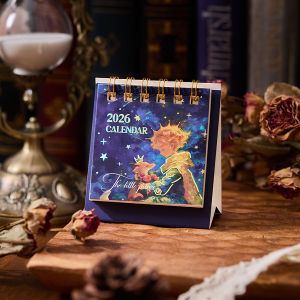 2026 Bronzing Mini ปฏิทินตั้งโต๊ะ Prince Series ปฏิทินแบบพกพาเดสก์ท็อปเครื่องประดับ Check-In Plan ปฏิทินตั้งโต๊ะขนาดเล็ก