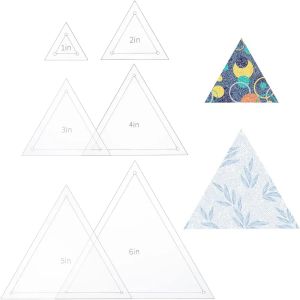6pcs Acrylic Patchwork Triangle Ruler Transparent Multiple Sizes Precise Cutting Guide for DIY Sewing Crafts Machine Quilting