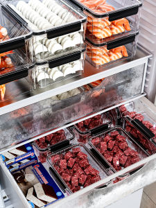 MEIZHUFU | Food Grade Refrigerator Storage Box for Freezing and Sealing Long Rectangular Large Capacity