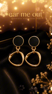 [SG] Black & Gold Organic Hoop Drop Earrings | Modern Geometric Statement Earrings | Minimalist Luxury Earrings | 925   Pin Earrings | ear me out (EMO-63)