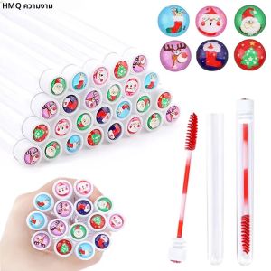 หลอดแปรงปัดขนตาคริสต์มาสแบบใช้ซ้ำได้ 100/50 ชิ้น แปรงปัดคิ้ว แปรงมาสคาร่า หลอดเก็บป้องกันฝุ่น อุปกรณ์แต่งหน้า