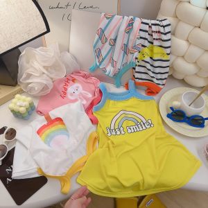 Girls Ice Silk Strap Dress Summer Casual Princess Skirt Street Style Childrens Dress Middle Large Childrens Sleepwear