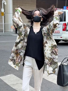 Elegant Floral Print Long Sleeve Womens Shirt Spring New Style Sun Protection Cardigan French Style Top Quality Fashion Design