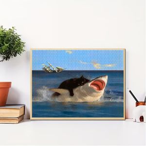 Kayou | Jigsaw Puzzle 1000 Pieces Black Cat and Shark Puzzle Home Decor for Adults Game Family Fun Puzzles Educational Toys