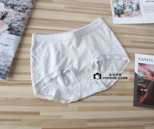 Japanese Order Export Womens Underwear Silver Ion Antibacterial High Waist Bamboo Charcoal Fiber Lace Lace Pure Color Briefs for Women