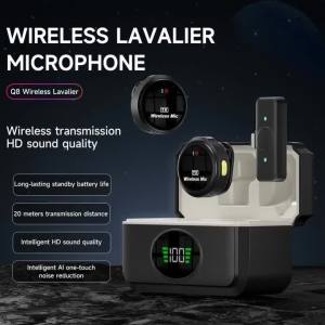 Micro Không Dây Lavalier Mini Ngoài Trời Âm Thanh Nổi Với Hộp Sạc Micro Điện Dung Khử Tiếng Ồn Cho Các Cuộc Phỏng Vấn Trực Tiếp Tại Nhà