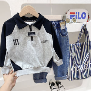 Áo Nỉ Cổ Polo Dài Tay Thời Trang Cho Bé Trai Mùa Xuân Thu Áo Phông Cotton Trẻ Em Quần Áo Trẻ Em Chất Liệu Cotton Pha Trộn