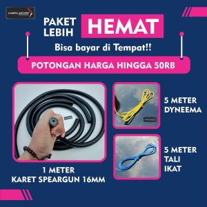 PAKET HEMAT Karet Speargun 16mm + Dyneema + Tali Ikat