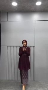 Setelan Kebaya Tunik Sarah Brokat Berfuring Baju Formal Kondangan Lamaran Wisuda