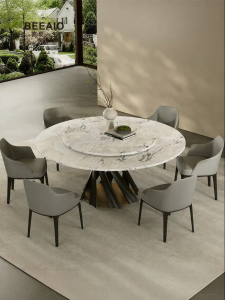 Luxury Natural Fendi White Stone Round Dining Table