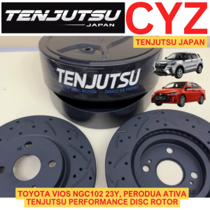 (1 PAIR) Tenjutsu Japan Toyota Vios NGC102 23Y Perodua Ativa Front Sport Disc Rotor Slotted Drille From Japan