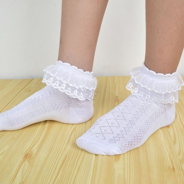 Girls Socks，Baby Girl Breathable Ankle Lace Ruffle Socks Lace