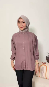 Terbaru !!! Amena Blouse Kemeja Rayon Twill Polos Premium Paling Best Seller LD 110 dan LD 120 Pakain Wanita sehari hari by NYANDANG PAKAIAN