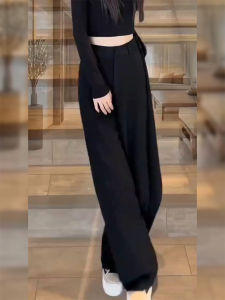 Casual Wide Leg Suit Pants Womens Loose Fitting Pear Shape Design Autumn New Style Floor Length Trousers European Style