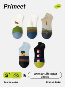 PRIMEET | Breathable Moisture-wicking Antibacterial Anti-slip Invisible Boat Socks for Men