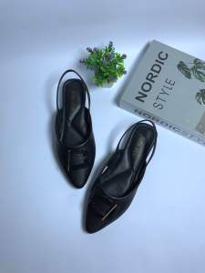 Futto.chic sepatu  flat mules wanita cantik slip-on tali karet  pita S012