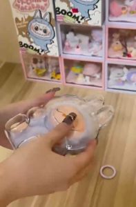 Labubu V1v2 Acrylic Protective Case Transparent Portable Cable Storage Bag Doll Organizer