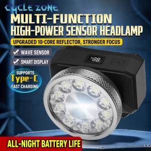 Smart Sensing Headlamp Type-C Rechargeable Adjustable Headlight 10 LED Head Flashlight Outdoor Camping Working Fishing Lantern
