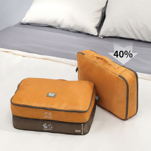 1pc Clothing Storage Bag Double Layer Large Capacity Compression Storage Bag Portable Travel Clothing Storage Bag with Handle