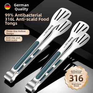 YIZHIBING | Home Use Heat-Resistant Kitchen Tongs 316 Stainless Steel Bread and Grill Food Tongs