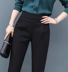 High Waist Business Pants Asymmetric Design Autumn Winter Folded Harem Pants Side Zipper Slimming Womens Casual Trousers