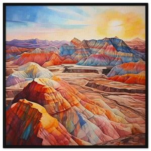 Tranh phong cảnh đồi núi cầu vồng. Tranh treo tường dán tường Canvas. CGI-214