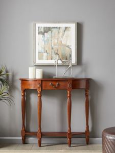 American Style Semi-Circular Full Solid Wood Ultra-Thin Corridor Simple Entrance Table European Style Hall Partition Wall Entrance Cabinet