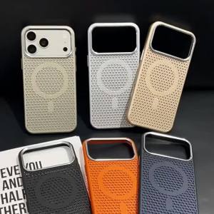 Luxury Heat Dissipation Mesh Breathable Cooling For Magsafe Case For iPhone 17 Air 16 15 14 13 12 Pro Max Magnetic Hard PC Cover