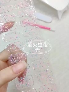 Bộ Dán Móng Tay Gel Bán Cứng UV Màu Hồng Macaron - 20 Miếng Dán Phủ Toàn Bộ Móng Tự Làm Móng Nhấn Dán Bền Lâu Màu Trắng Đen