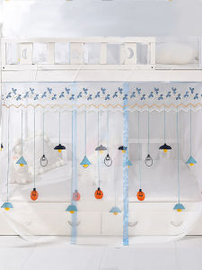 New Cartoon Embroidered Mother-Child Bed Mosquito Net Upper-Lower Bed Trapezoidal 1.5m Home High-Low Childrens Bed 1.2m 1.35