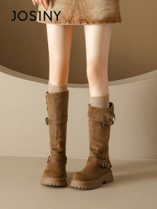 Josiny | Thick-soled Insulated Brown Rider Two-way Women Boots