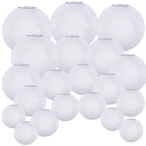 Hot Sale 10/15/25/30/35/40cm White Chinese Paper Lanterns DIY Wedding Party Birthday Atmosphere Elegant Decoration Supplies