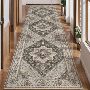 VIKAMA Bohemian Vintage Persian Runner Rug Non-Slip Stain Resistant Kitchen Carpet for Hallway Entryway Home Decor