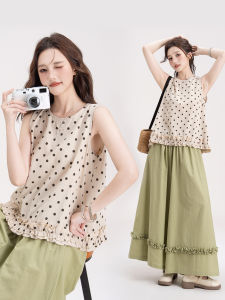 Sweet and Dots Sleeveless Summer Loose Womens Shirt