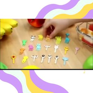 Garpu bento tusukan buah karakter dekorasi bekal makan anak karakter isi 10pcs mata dan hewan