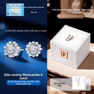 East Beauty | Bông Tai Hình Bông Tuyết 999 Bạc 2ct Moissanite