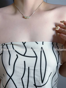 Viviann Original Design Genuine Silver Hetian Jade Necklace For Women Girl Vintage Hetian Jade Necklace Jade Silver Bead Pendant Luxury Clavicle Chain Fashion Temperament Jewellery Accessories Gift