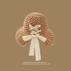 WEIAI | Mũ rơm nữ mùa hè có nơ bướm gấp gọn lẹ che nắng đi biển chống tia UV Mũ rơm cỡ lớn che nắng cho chuyến đi du lịch bãi biển