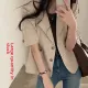 Chicelegant Women's Summer New High-end Feel Western-style Tailored Coat Salt-system Top Sleeveless Jacket For Outerwear. 