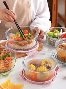 Glass Container with Lid Container Food Storage Lunch Box Microwave Safe 便当盒 保鲜盒