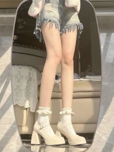 Giày Cao Gót Mary Jane Đế Cao Chống Thấm Nước Kiểu Pháp Cho Nữ Mùa Xuân Hè Đế Cao Gót Đế Bằng Mũi Nhọn Thường Ngày